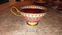 Six Beautiful Vintage Royal Stafford England Pink & Gold Tea Cups & Saucers