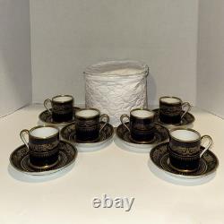 Six Cobalt Blue and Gold Demitasse Cups and Saucers With Carrying Case Germany
