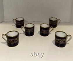 Six Cobalt Blue and Gold Demitasse Cups and Saucers With Carrying Case Germany