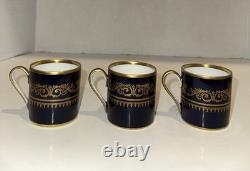 Six Cobalt Blue and Gold Demitasse Cups and Saucers With Carrying Case Germany