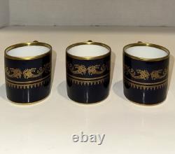 Six Cobalt Blue and Gold Demitasse Cups and Saucers With Carrying Case Germany