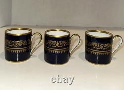 Six Cobalt Blue and Gold Demitasse Cups and Saucers With Carrying Case Germany