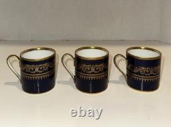 Six Cobalt Blue and Gold Demitasse Cups and Saucers With Carrying Case Germany