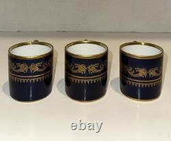 Six Cobalt Blue and Gold Demitasse Cups and Saucers With Carrying Case Germany