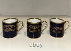 Six Cobalt Blue and Gold Demitasse Cups and Saucers With Carrying Case Germany