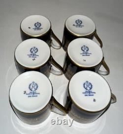 Six Cobalt Blue and Gold Demitasse Cups and Saucers With Carrying Case Germany