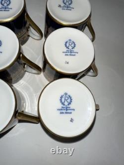 Six Cobalt Blue and Gold Demitasse Cups and Saucers With Carrying Case Germany
