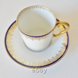 Six Fine French Limoges C Ahrenfeldt Cobalt Blue & Gold Porcelain Demitasse Sets