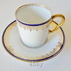 Six Fine French Limoges C Ahrenfeldt Cobalt Blue & Gold Porcelain Demitasse Sets