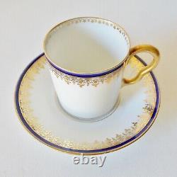 Six Fine French Limoges C Ahrenfeldt Cobalt Blue & Gold Porcelain Demitasse Sets