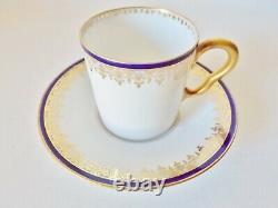 Six Fine French Limoges C Ahrenfeldt Cobalt Blue & Gold Porcelain Demitasse Sets