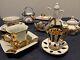 Small Vtg Tea Set Of Cups With Saucer Teapot With Gold Rim