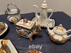 Small VTG Tea Set of Cups With Saucer Teapot with Gold Rim