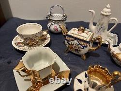 Small VTG Tea Set of Cups With Saucer Teapot with Gold Rim