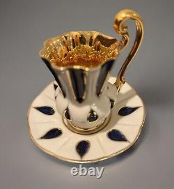 Small VTG Tea Set of Cups With Saucer Teapot with Gold Rim