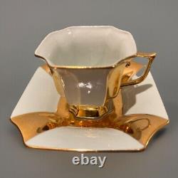 Small VTG Tea Set of Cups With Saucer Teapot with Gold Rim