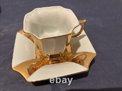 Small VTG Tea Set of Cups With Saucer Teapot with Gold Rim