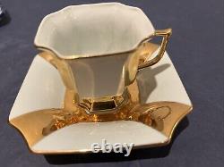 Small VTG Tea Set of Cups With Saucer Teapot with Gold Rim