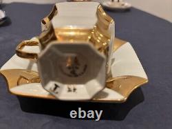 Small VTG Tea Set of Cups With Saucer Teapot with Gold Rim