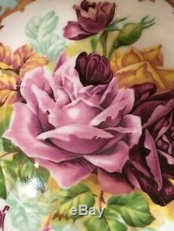 Splendid Paragon cup&saucer set, gold, pink &sauge green cabbage roses