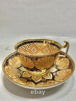 Spode 1823 Hand Painted Tea Cup & Saucer Heavy Gold