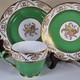 Spode Copeland Regent Green Trio Tea Cup Saucer Plate Gold Gilt England