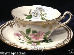 Spode England Bone China Stafford Flowers Cup & Saucer Gold Scrolls & Trim