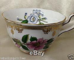 Spode England Bone China Stafford Flowers Cup & Saucer Gold Scrolls & Trim