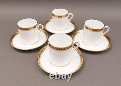 Spode England Greek Key Gold Demitasse Espresso Cup & Saucer Set Of 4
