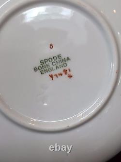 Spode FLEUR DE LYS Red Bone China 2 ½ Flat Cup & Saucer Set of 6 (Lot 1)