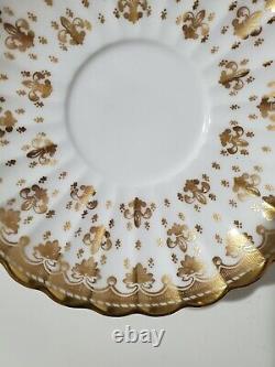 Spode Fleur De Lys-Gold (Bone, Gold Trim) Set of 13 Cups & Saucers Set