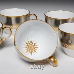 Spode Platinum Gold Lustre Pattern 822 Porcelain Teacups Saucers 7pc Set C 1806
