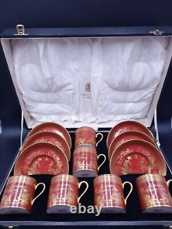 Spode'Spode's Garden' Gold Gilded Coffee Cans and Saucers with Fitted Box