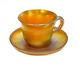 Steuben Aurene Gold Iridescent Cup & Saucer