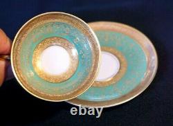 Stunning Antique Rosenthal Selb Plossberg Gold Encrusted Aida Demitas And Saucer
