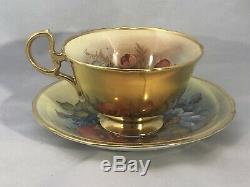 Stunning Aynsley Bailey Signed Heavy Gold Rose Cup & Saucer