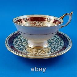 Stunning Deep Red Border with Gold Design & Pink Rose Aynsley Tea Cup & Saucer