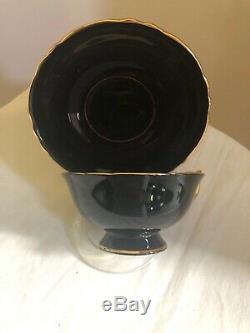 Stunning Paragon Floating Rose Black Gold Cup & Saucer