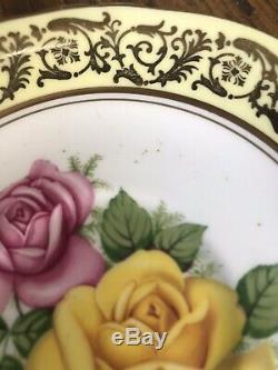 Stunning Paragon Tea Cup & Saucer Duo, Gold, Pink & Yellow Cabbage Roses