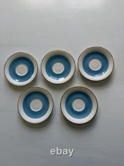 Stunning Set of 5 Vintage Pillivuyt French Porcelain Demitasse Cups & Saucers