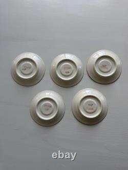 Stunning Set of 5 Vintage Pillivuyt French Porcelain Demitasse Cups & Saucers
