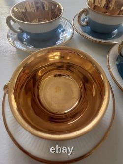Stunning Set of 5 Vintage Pillivuyt French Porcelain Demitasse Cups & Saucers