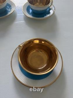 Stunning Set of 5 Vintage Pillivuyt French Porcelain Demitasse Cups & Saucers