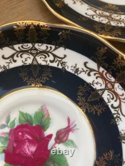 Stunning Vintage Bone China Tea Set Royal Standard Red Rose Black Gold 6 Trios Stunning Vintage Bone China Tea Set Royal Standard Red Rose Black Gold 6 Trios