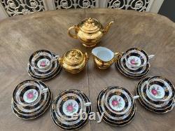 Stunning Vintage Bone China Tea Set Royal Standard Red Rose Black Gold 6 Trios