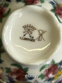 Stylish Vintage T Limoges France Hand Painted Decorated Coffee Set