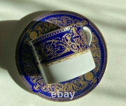 Superb12x Royal Worcester Sandringham Cobalt Blue and Gold teacup withsaucers