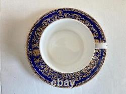 Superb 3 x Royal Worcester Sandringham Cobalt Blue and Gold teacup withsaucers
