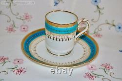 Superb Antique Minton Tea Set Fine China Turquoise Jewelled Gold Coffee Cup