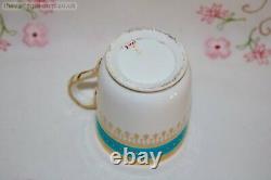 Superb Antique Minton Tea Set Fine China Turquoise Jewelled Gold Coffee Cup